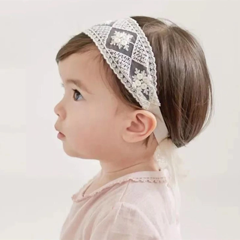 

Повязка на голову для маленьких девочек, Цветочная Кружевная повязка на голову, тюрбан для детей, Детский подарок