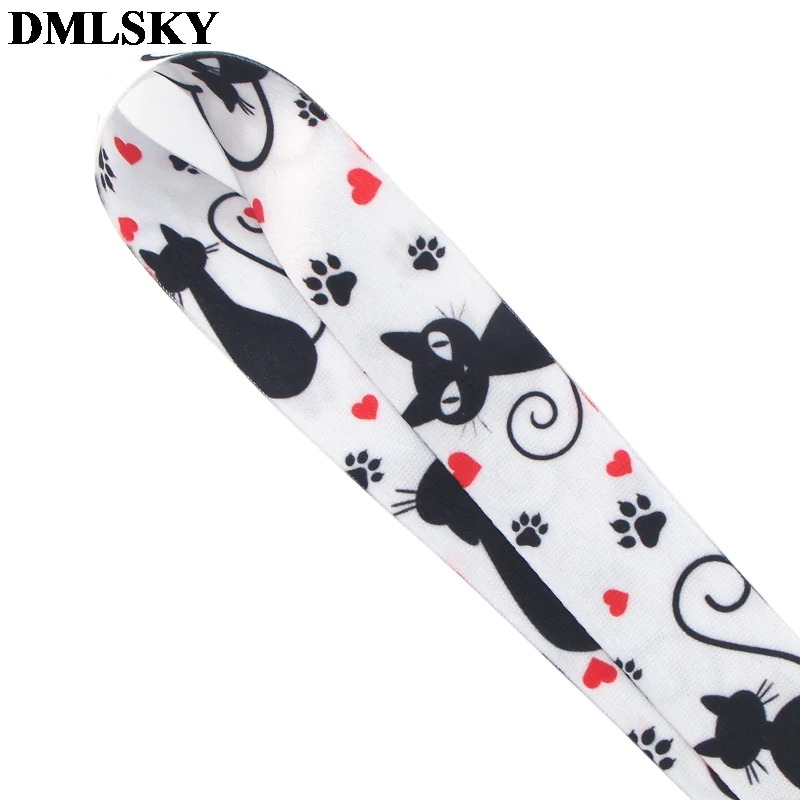 DMLSKY Черный кот Милый ремешок милый брелок ремешки для ключей значок ID Мобильный