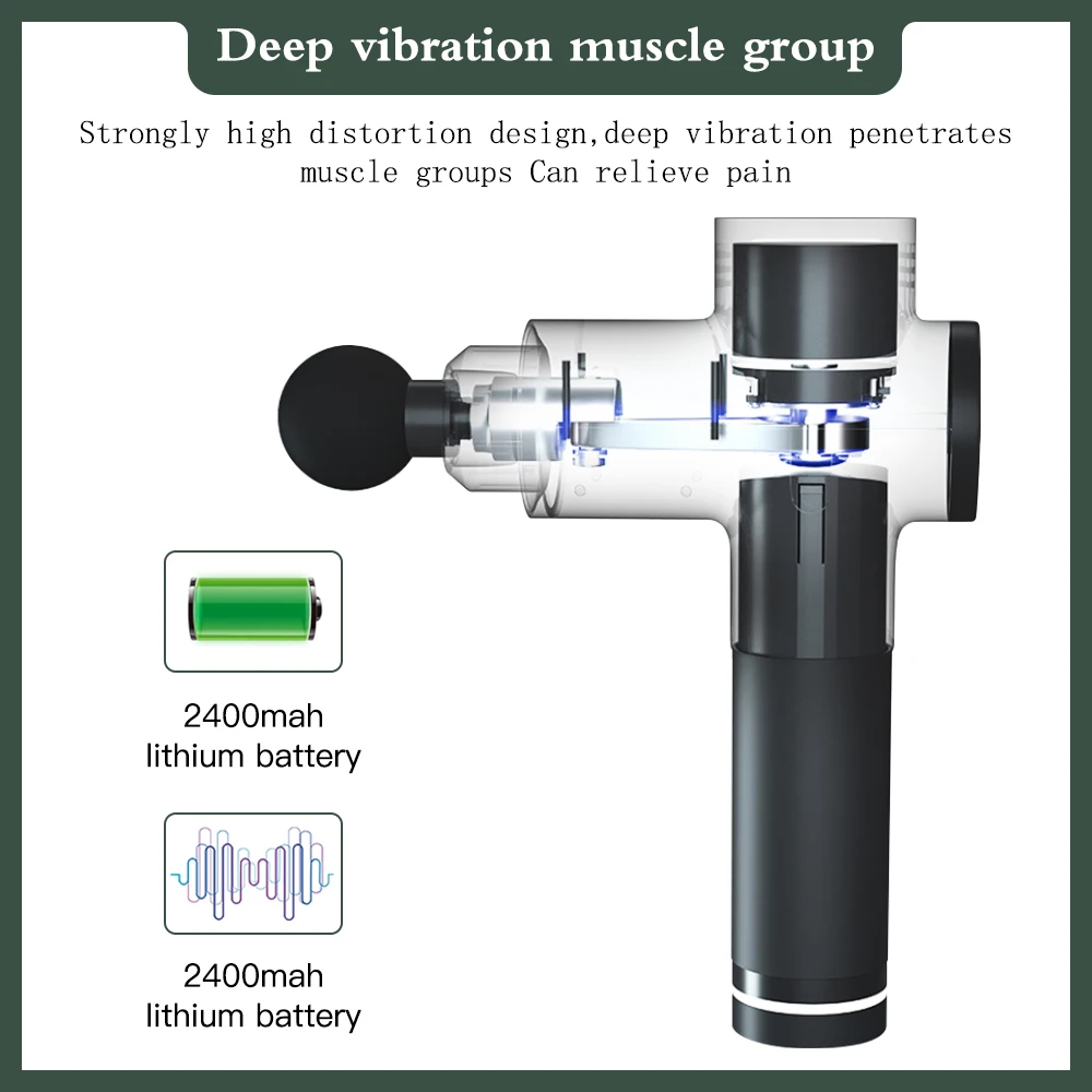 Массажный пистолет с ЖК дисплеем вибрационная терапия мышц глубокая ткань 6