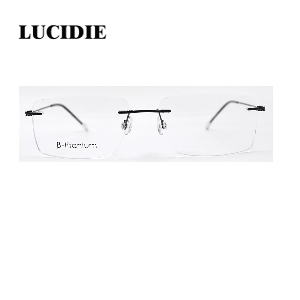 

Lucidie Frameless glasses men classic lightweight clear lens eyeglasses frame atmosphere transparent glasses