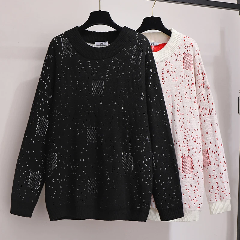 6XL свободный свитер для сестры сезон осень-зима |