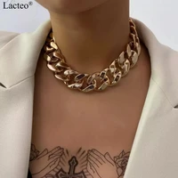 lacteo gothic punk gold color ccb chain choker necklace for women vintage cross chain charm necklace jewelry female accessories