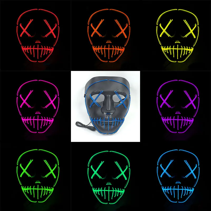 Светящаяся замаскированная маска для лица аксессуары неоновая светильник ная