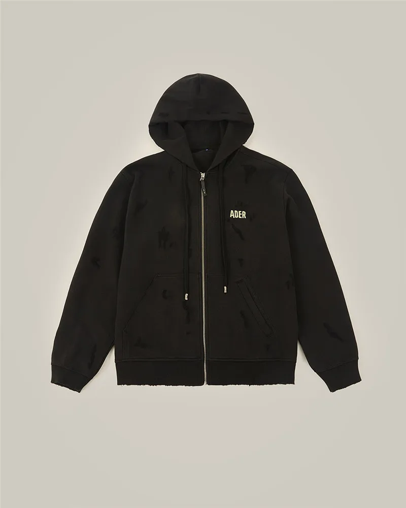 

Fabric Cardigan Heavy Adererror Hoodie Men Women Damage Distressed ZIP Ader Error Hoodie Ader Error Sweatshirts Pullovers