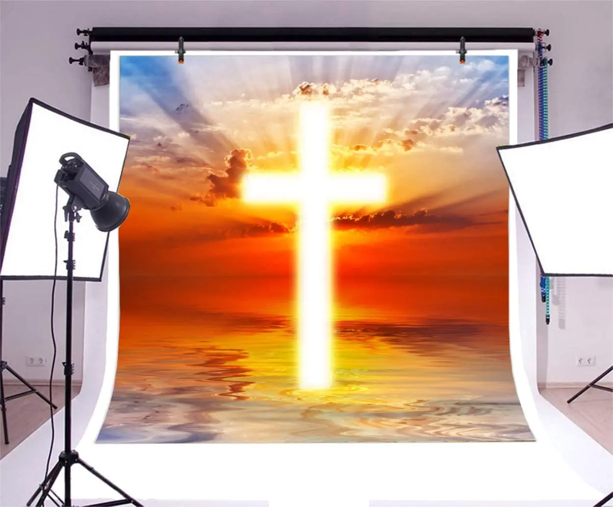 

Christian Cross Photography Backdrop Divine Lights Holy Lights Holy Spirit Religious Belief Lord Pray Resurrection Background