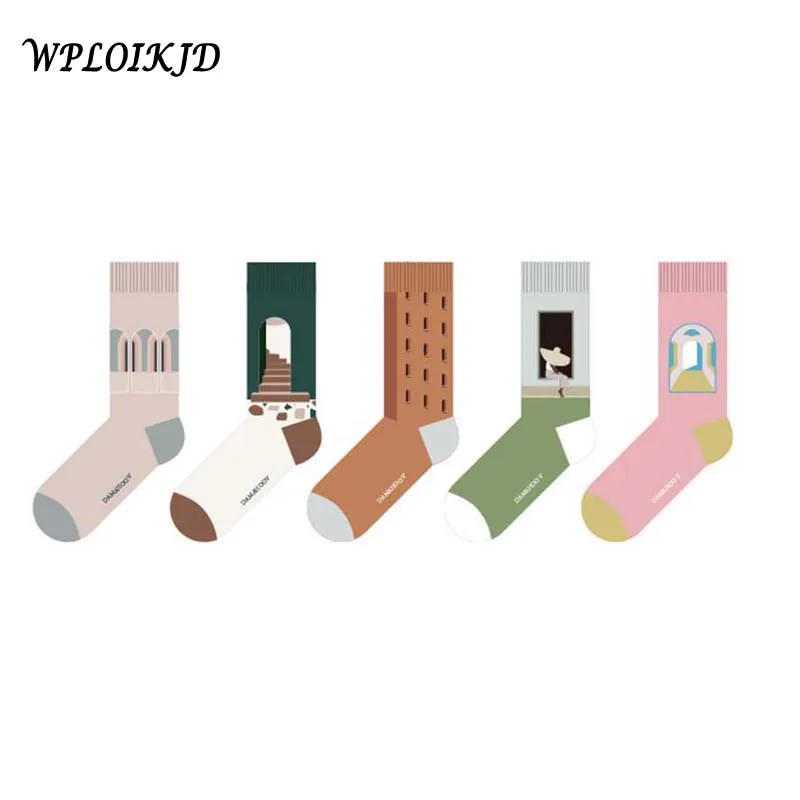 

[WPLOIKJD]Harajuku Autumn Winter Fashion Pure Cotton Funny Tide Socks Novelty Art Style Personality Couples Socks Skarpetki
