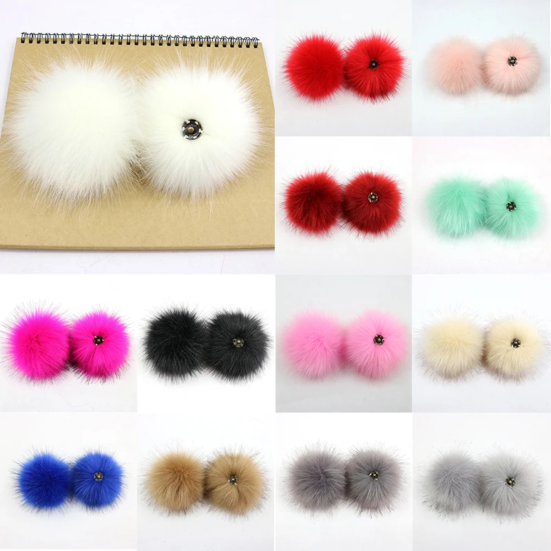 

DIY Colorful 8cm Dark Buckle Bracelet Accessories Faux Fox Fur Pompom Women Caps Shoes Accessory Multicolor Hairball