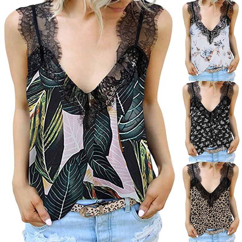 Новый женский кружевной топ без рукавов с глубоким v образным вырезом и