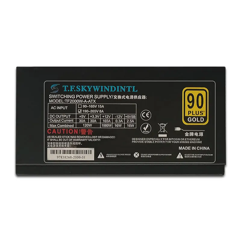 Новинка 2000 Вт ATX PSU Майнер для майнинга искусственная мощность Поддержка 8 карт