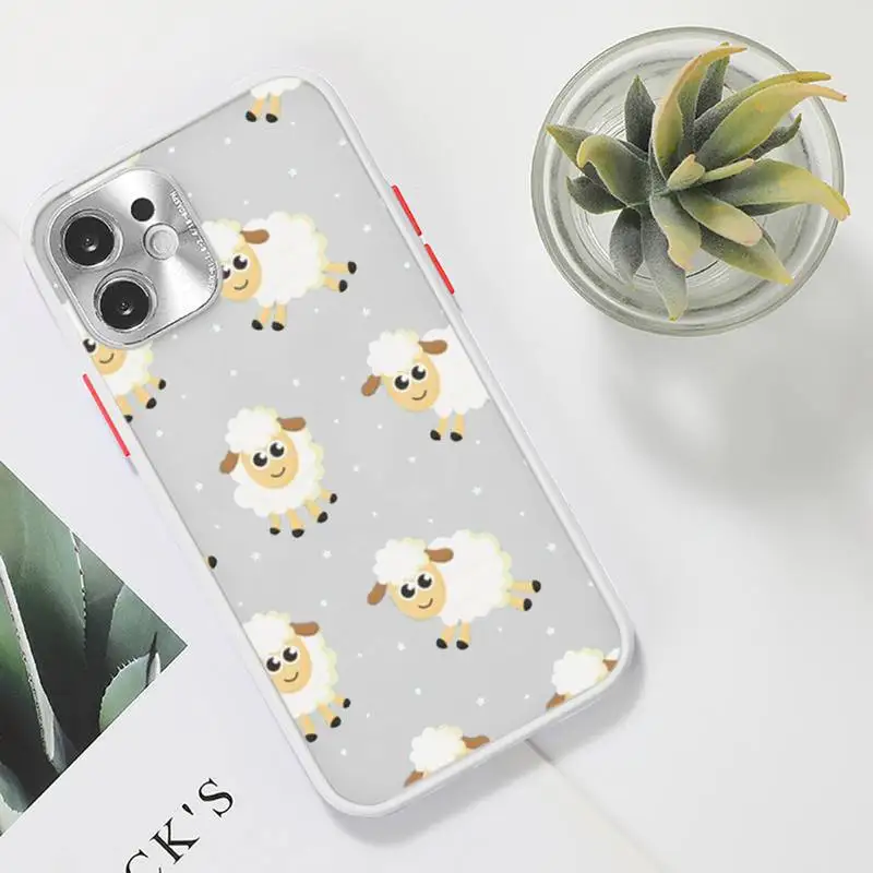 Милый прозрачный матовый чехол для телефона с овечкой IPhone 7 8 11 12 S Mini Pro X XS XR MAX Plus -