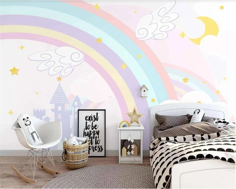 Beibehang Новый скандинавский ручная роспись мультяшный Радужный замок украшение