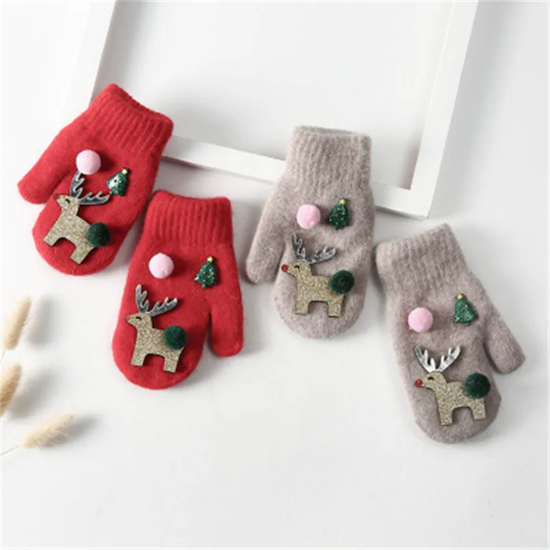Мультяшные теплые зимние перчатки Рождественская елка Лось подарки плюшевые