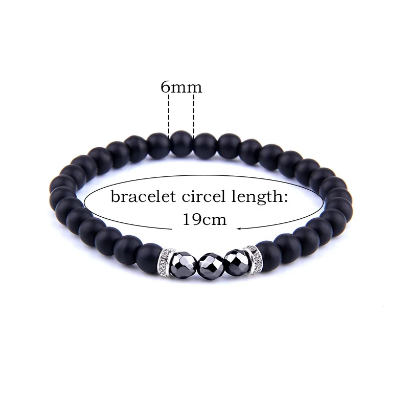 Матовый черный браслет из натурального камня 8 мм эластичной веревки магнитный