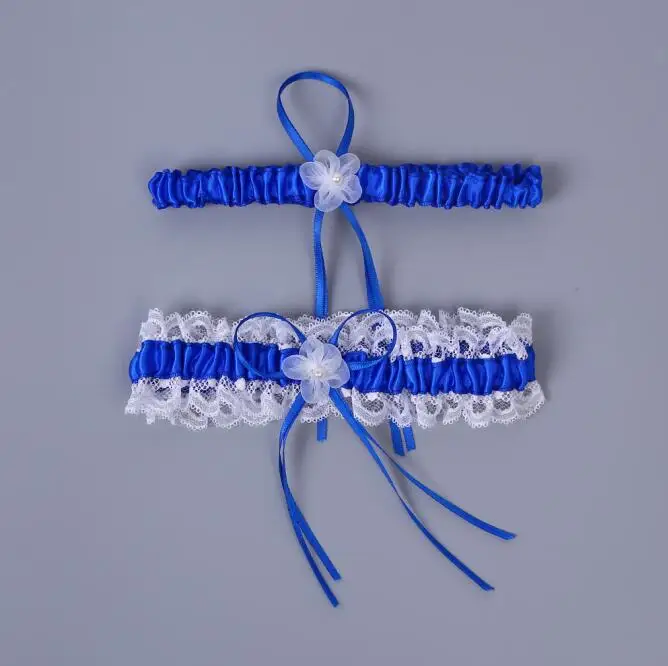 sapphire Свадебные Подвязки, свадебные подвязки, кружевные подвязки, Цветочные эластичные кружевные подвязки, свадебные подвязки с кружевом и жемчугом - Цвет: sapphire