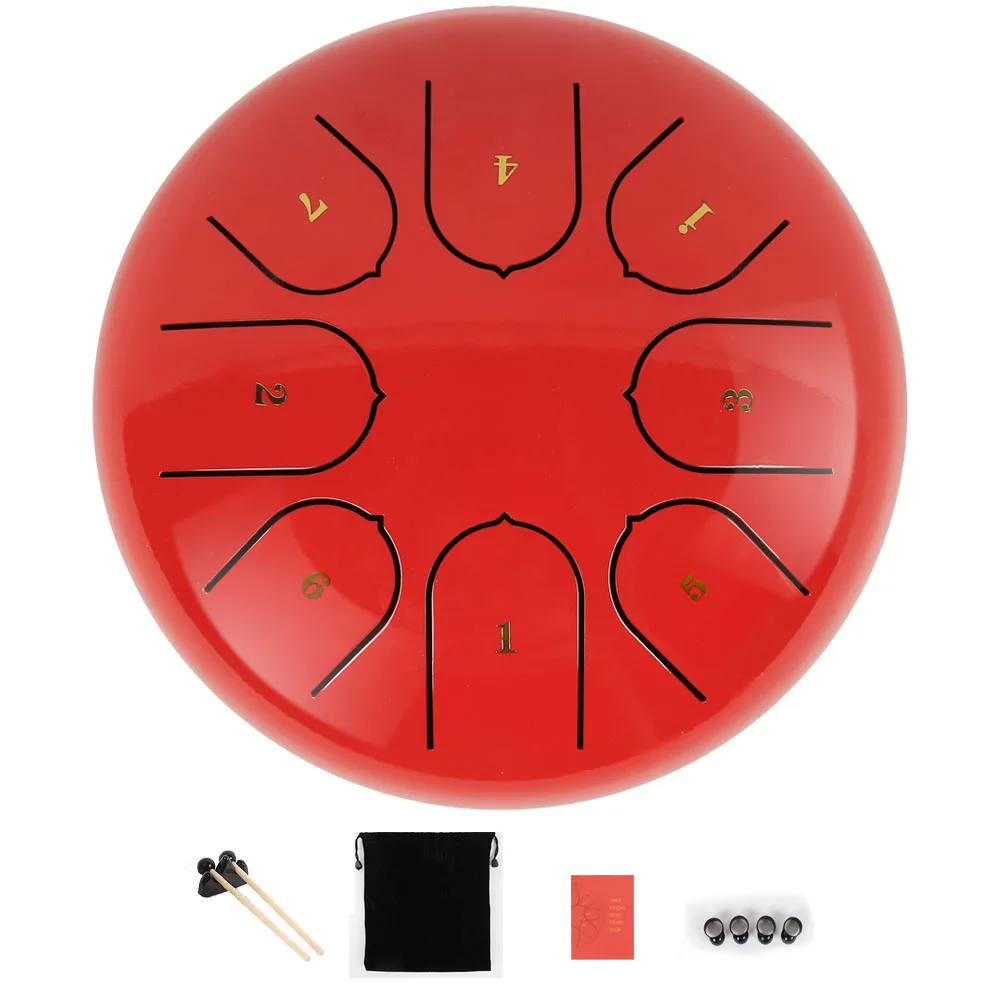 

6-дюймовый барабан для языка, стальной ручной барабан, 8 мелодий, барабан с барабаном, сумка для клещей, аксессуары для медитации, перкуссионн...