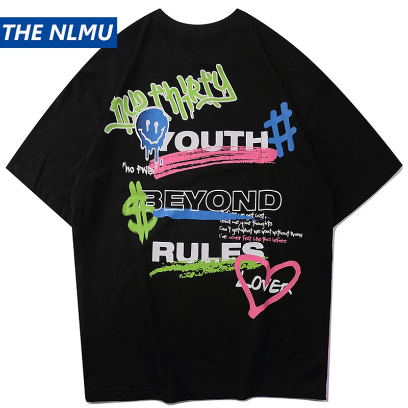 Футболка с буквенным принтом уличная одежда хип-хоп забавная футболка