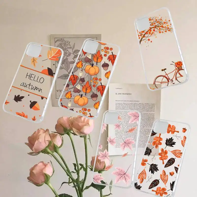 

Pumpkin autumn fall leaves Phone Case Transparent for iPhone 7 8 11 12 13 s mini pro X XS XR MAX Plus