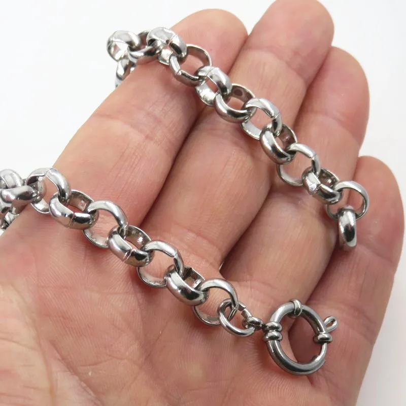 Крупная Тяжелая Мужская цепь 9 мм из нержавеющей стали 316L с круглыми звеньями