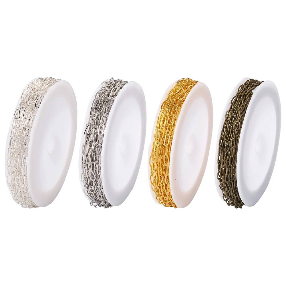 20m Brass Cable Chains Flat Oval Paperclip Necklace Chain Links For DIY Handmade Necklace Bracelet Jewelry Making Findings