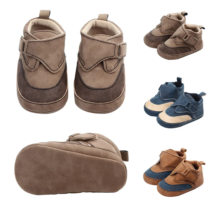 Mocasines antideslizantes para reci&eacute;n nacido, zapatillas deportivas de piel sint&eacute;tica para primeros pasos, suela suave, de 0 a 12 meses-0