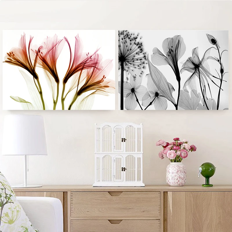 Элегантный поэтический современный прозрачный цветок розовый холст живопись