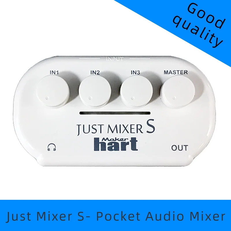 

Maker Hart Just Mixer S 3 Channel 3.5mm Stereo Input/Output Mini Audio Mixer Battery USB Power Audio Mixered Portable Pocket
