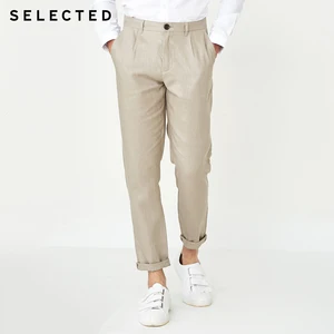 Мужские льняные прямые брюки, S  418314506