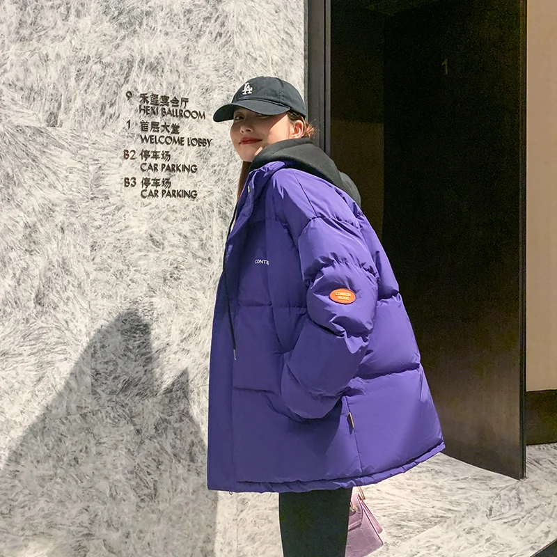 2021 New Women Winter Autumn Jacket Cotton Padded Hooded Oversized Loose Female Thick Coat Short Solid Casual Women's Parkas
