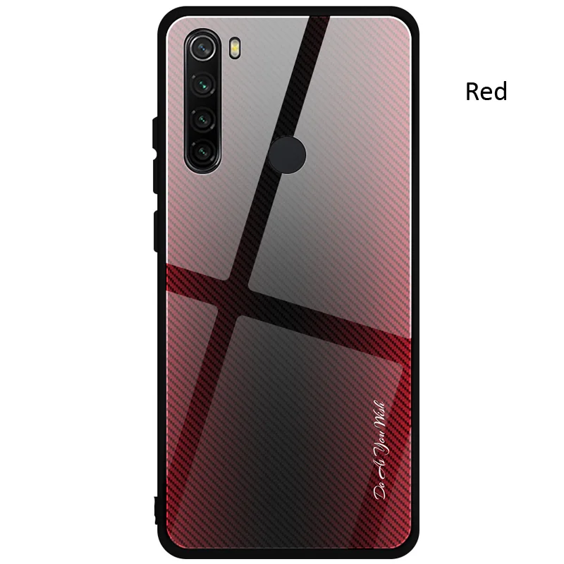 Чехол из закаленного стекла с градиентом из углеродного волокна для Xiaomi Redmi Note 8 Pro 8T
