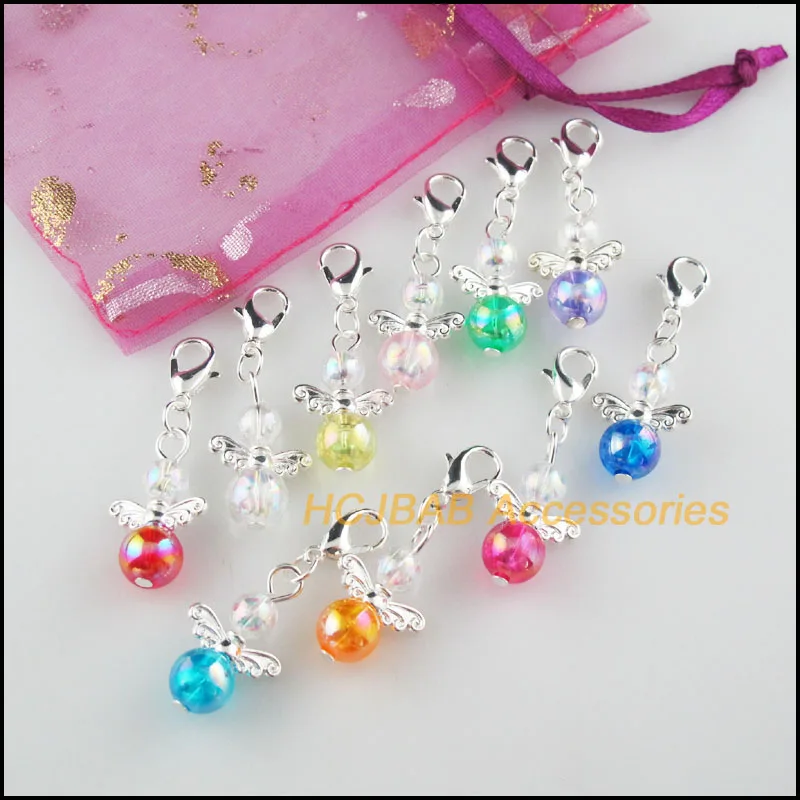 20 шт. посеребренные бусины с застежкой-карабином