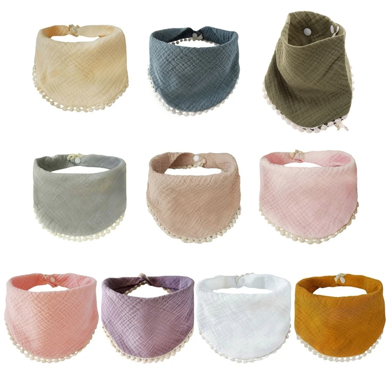 

Baby Infants Feeding Bibs Soft Pure Cotton Bandana Saliva Towel Triangle Scarf Q9QB