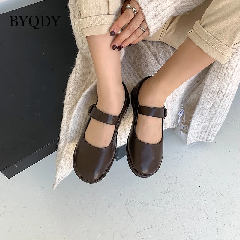 

BYQDY New Lady Maid Uniform Performance Buckle Round Head Thick High Heel Muffin Thick Sole Black Single Shoe Cosplay Harajuku