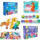 Головоломка Монтессори с цифрами, алфавит, игрушки в форме животных, доски для головоломок, игра для раннего развития, обучающие игрушки для малышей, подарок