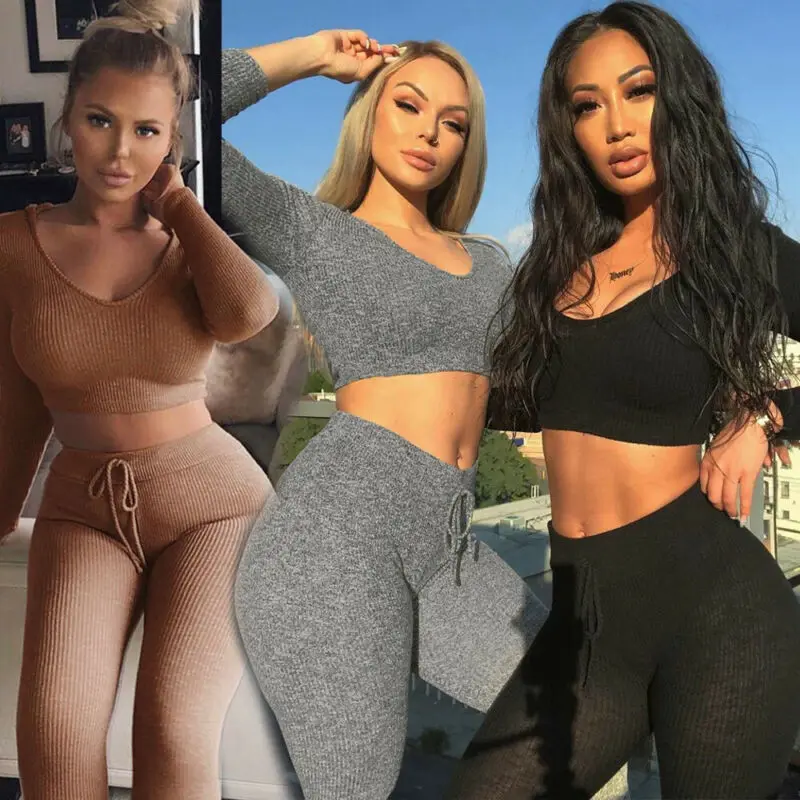 Новый женский комплект для йоги бесшовный костюм из топа и брюк спортивные