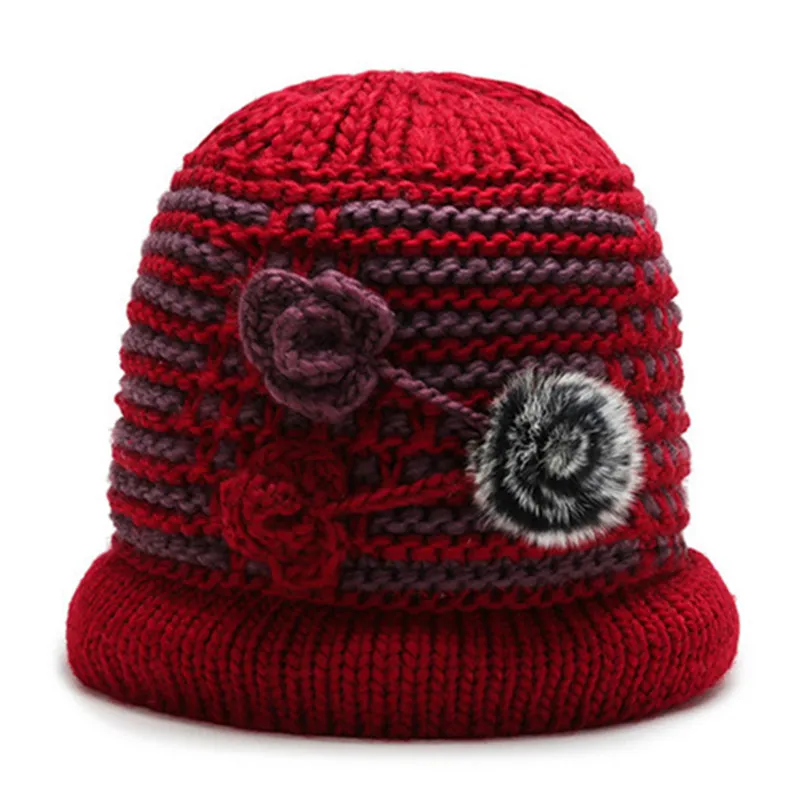 

XdanqinX Novelty Women Winter Beanies Hats Ski Cap Thick Warm Velvet Knitted Hat Women's Winter New Beanie Fashion Mother's Hats
