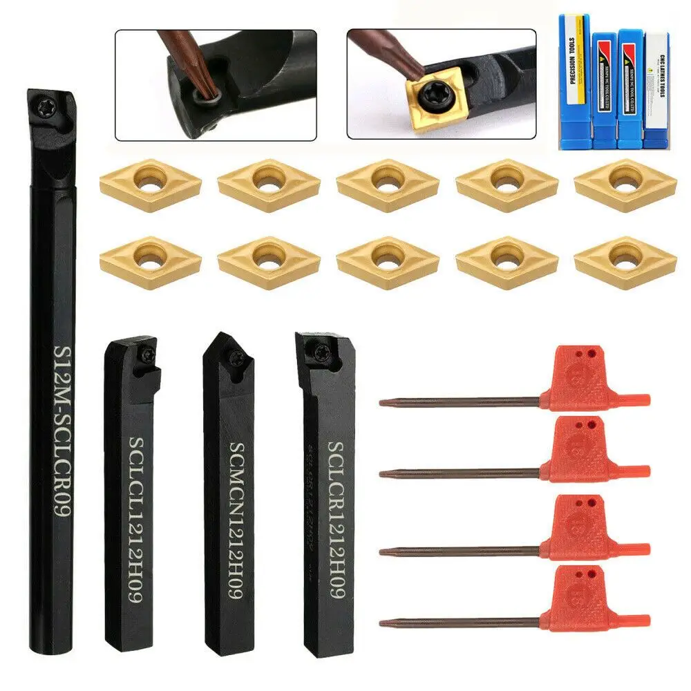 

18pcs Universal Ratchet Lathe Turning Tool Set 10pcs Carbide Insert Blades+4pcs Turning Tool Holder + 4pcs Wrench Machine Tool