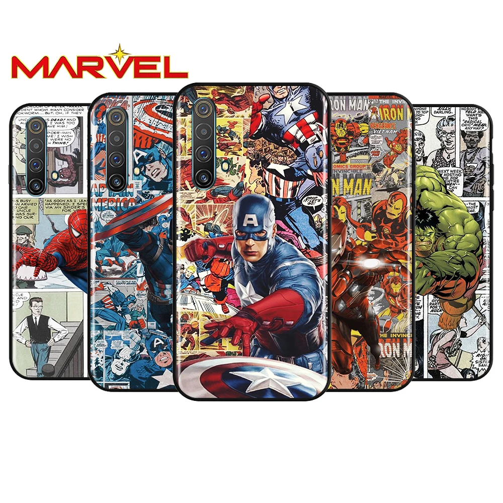 

Spiderman captain america for OPPO Realme V15 X5 X3 X50 X7 X2 C17 C11 C3 C2 7 7i 6 6S 6i 5 3 2 Pro Soft Black Phone Case