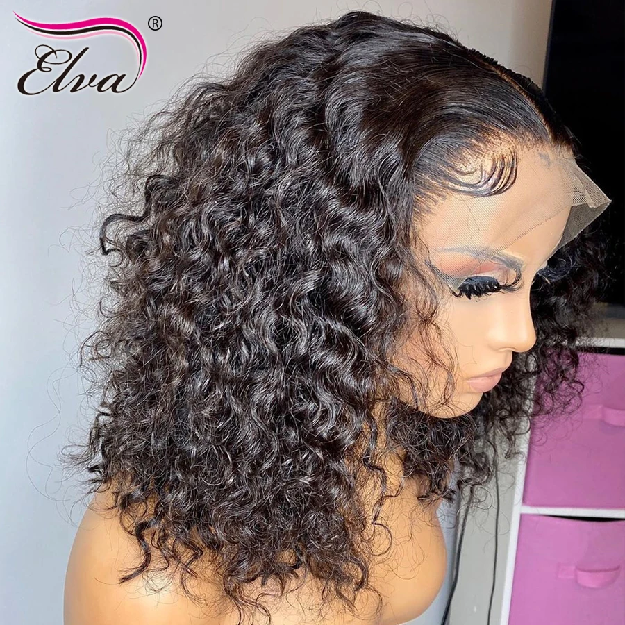 Вьющиеся передние парики из человеческих волос на сетке предварительно