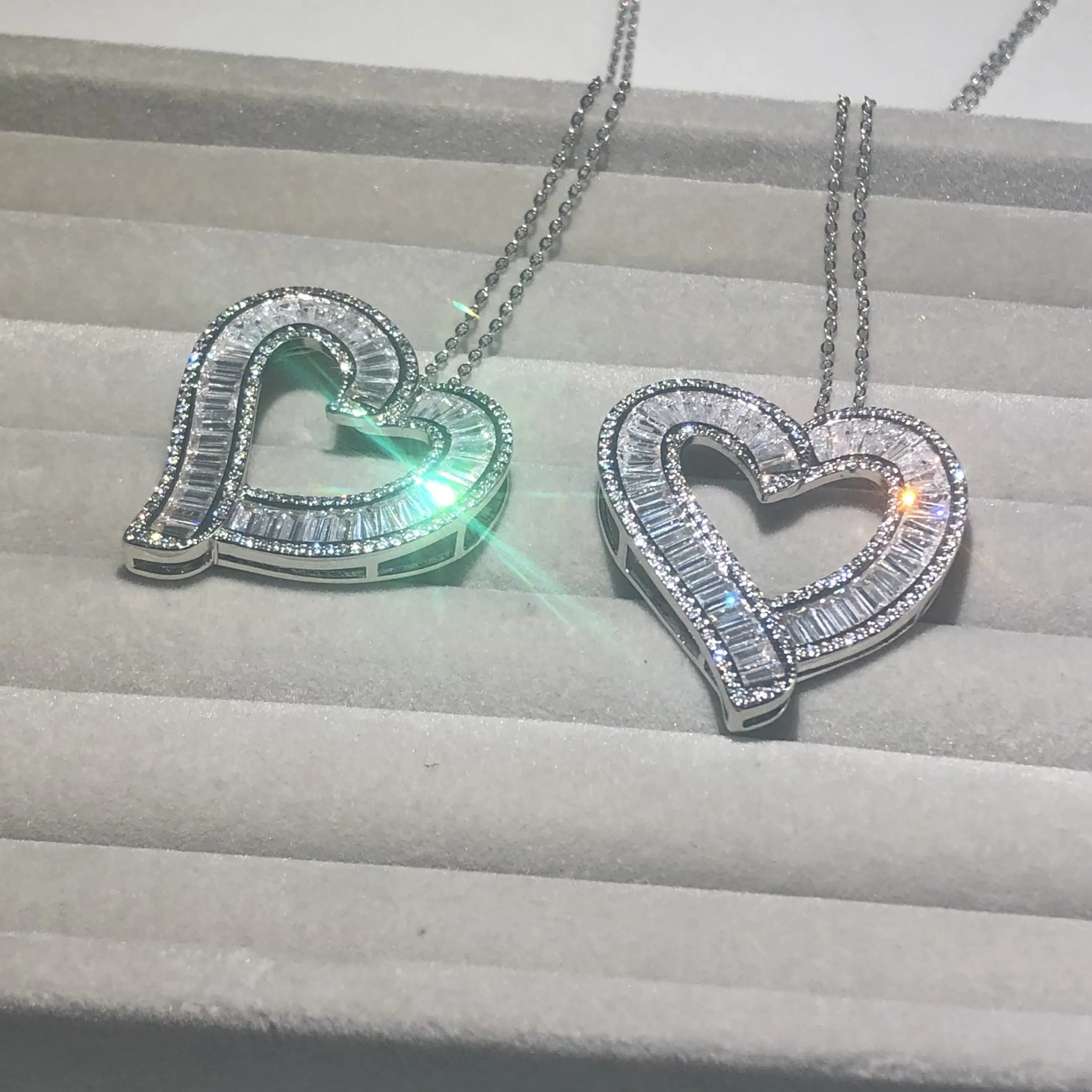 Роскошное ожерелье с подвеской в виде сердца из серебра 925 пробы женское