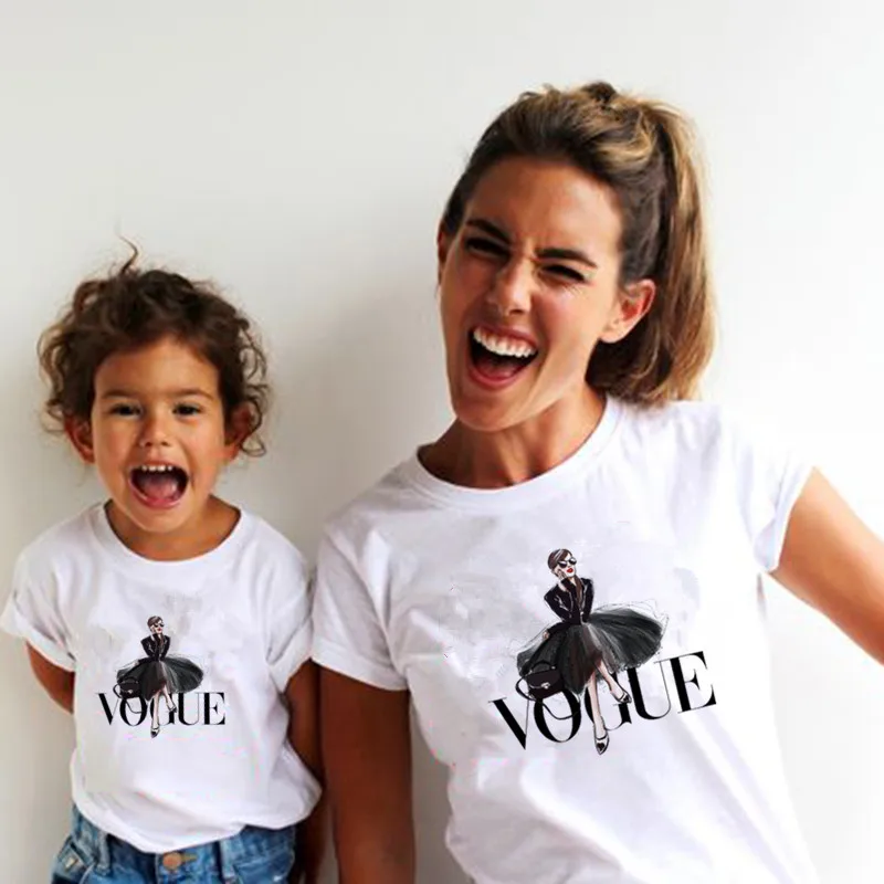 Fashion Family Matching Clothes Outfits Look Mother Daughter VOGUE Princess Tshirt Clothing Mommy and Me Family Look T-shirt family clothing character denim shirt family look matching outfits mother and daughter son clothes outerwear coat