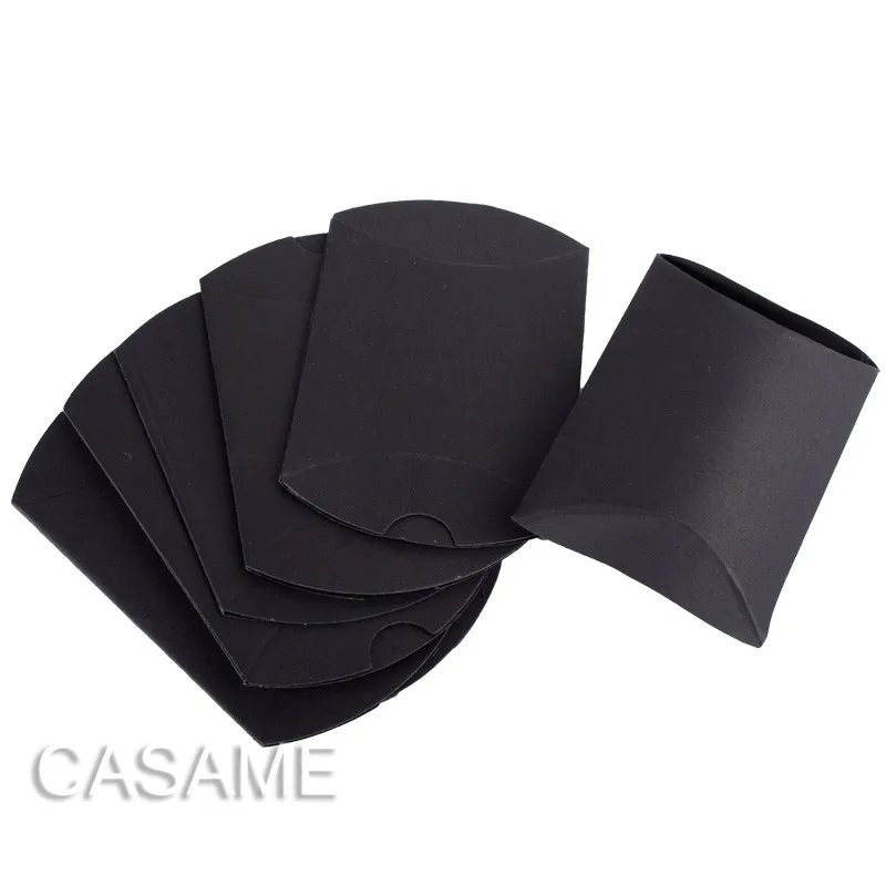 craft black 25 шт., Подарочная коробка для конфет на подушку, новинка, бумажная подушка в форме подушки, свадебные подарочные коробки, вечерние подарочные коробки для пирога, Экологичная Подарочная коробка из крафт-бумаги - Цвет: craft black