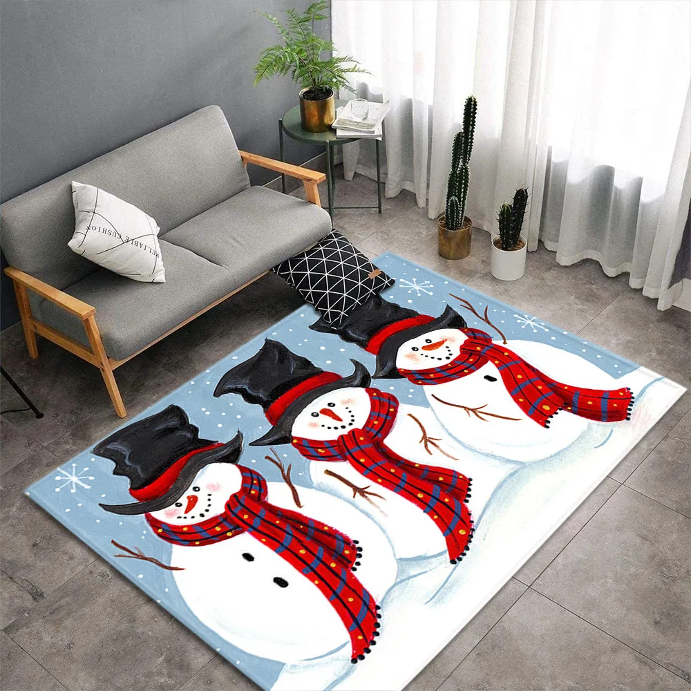 

Nordic 3D Snowman Carpet Merry Christmas New Year Gift Carpets for Living room Bedroom Soft Flannel Rugs Home kitchen Floor Mats