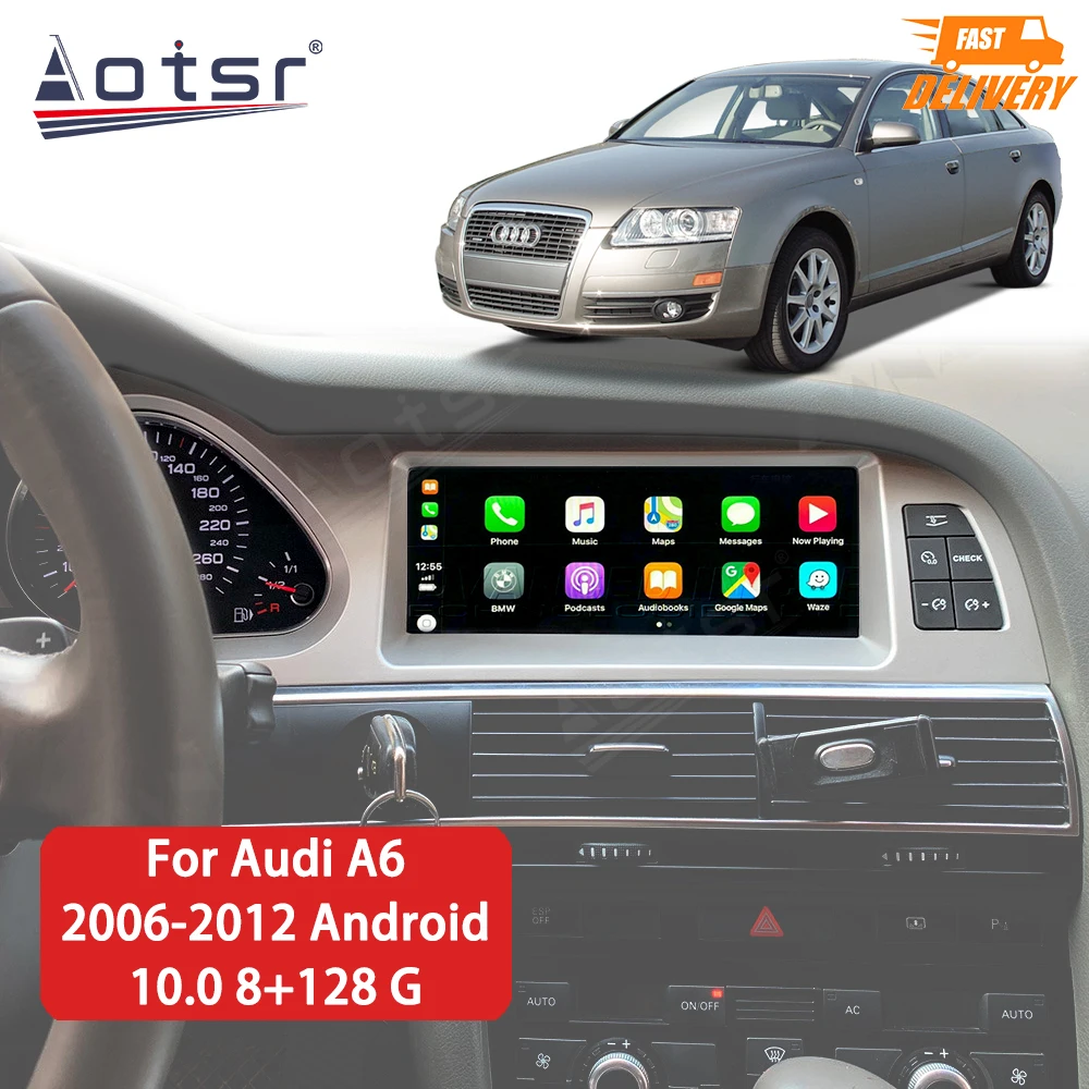 Мультимедийный плеер с сенсорным экраном для Audi A6 2005-2012 Android 10 8 + 128G Carplay