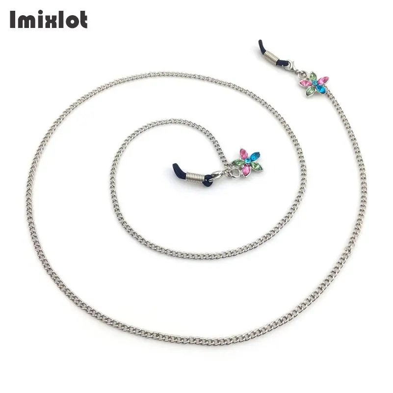 

Модные женские разноцветные Украшенные цветком из страз, Линзы для очков, рыбной ловли, солнцезащитные очки цепочка для очков для чтения дл...