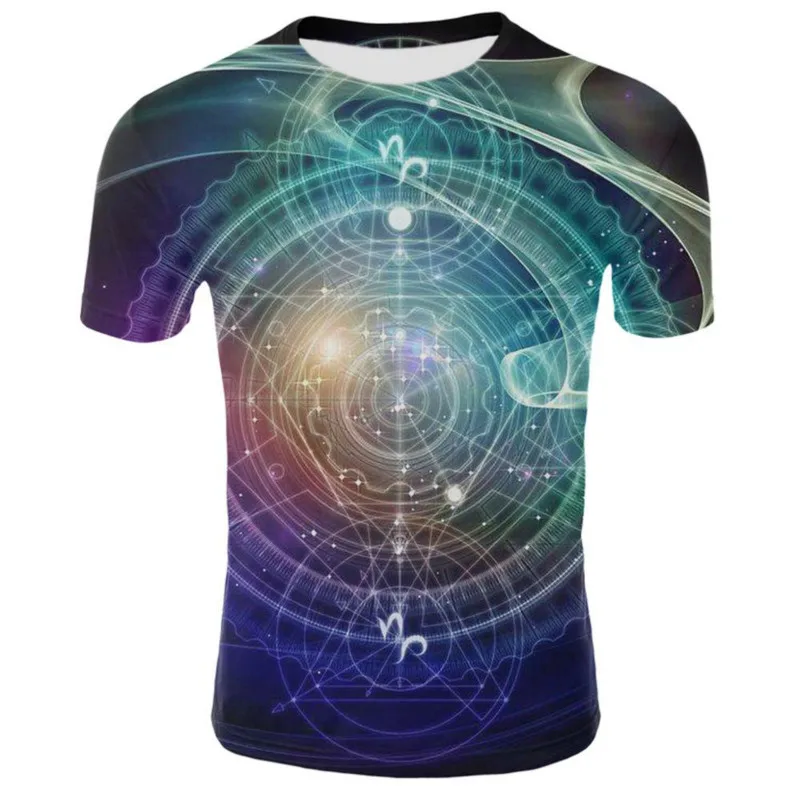 

2021 newsummer starry sky vortex 3 printing the same style mens short-sleevedcasual T-shirt fashion all-match starry sky pattern