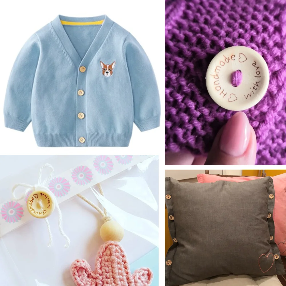 Круглые деревянные пуговицы с двумя отверстиями прямоугольные швейные