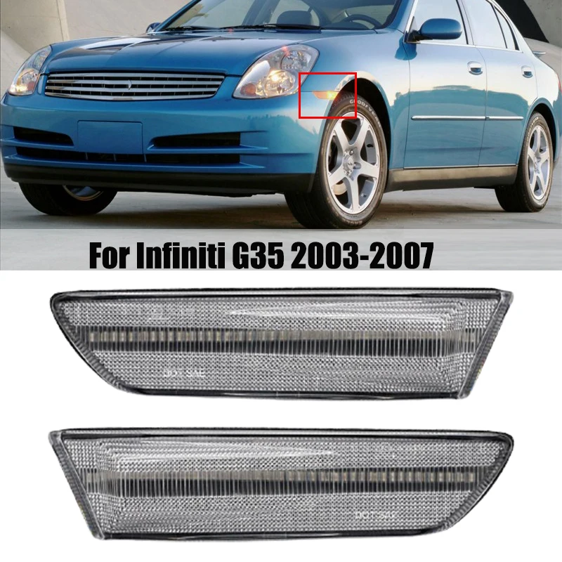 

A Pair LED Car Front Bumper Side Marker Indicators Turn Signal Lamp For Infiniti G35 2003 2004 2005 2006 2007