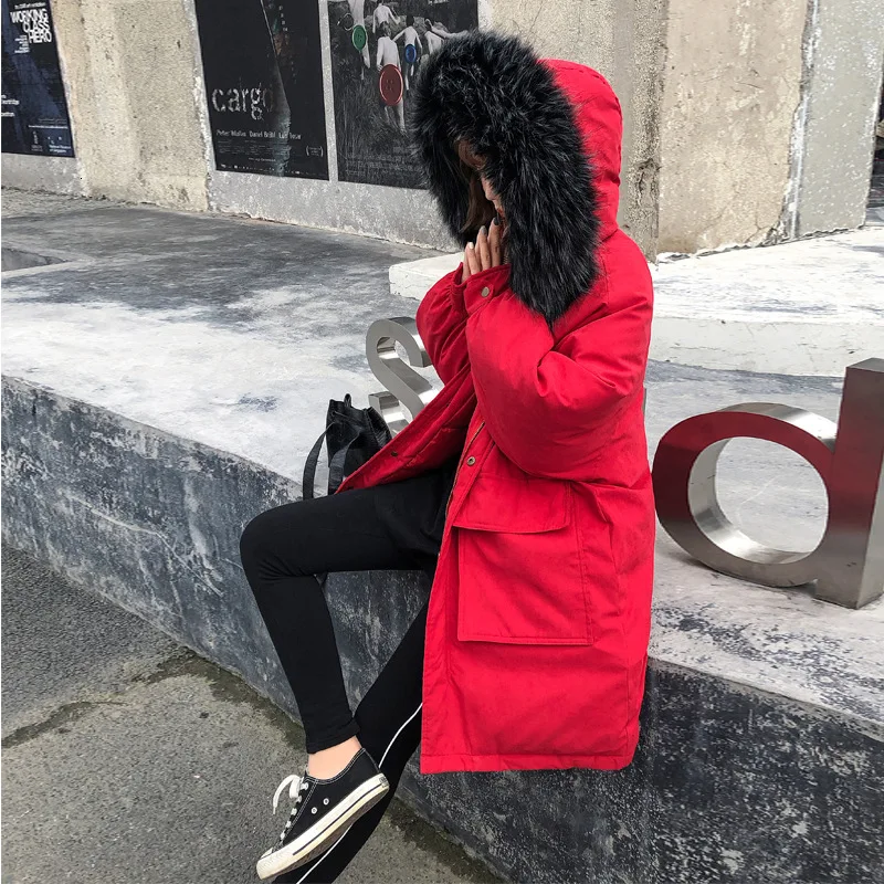 Ins/зимняя куртка большого размера из хлопка для женщин 2019 утепленное