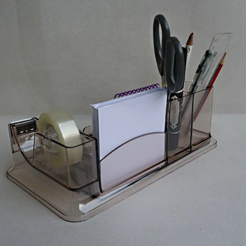 

Transparent Desk Organizer Student Stationery Storage Box Multi-Function Office Accessories Pen Holder