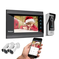 tuya tmezon 7 inch wireless wifi smart ip video door phone intercom system with 1080p wired doorbell 2x1080p surveillance camera